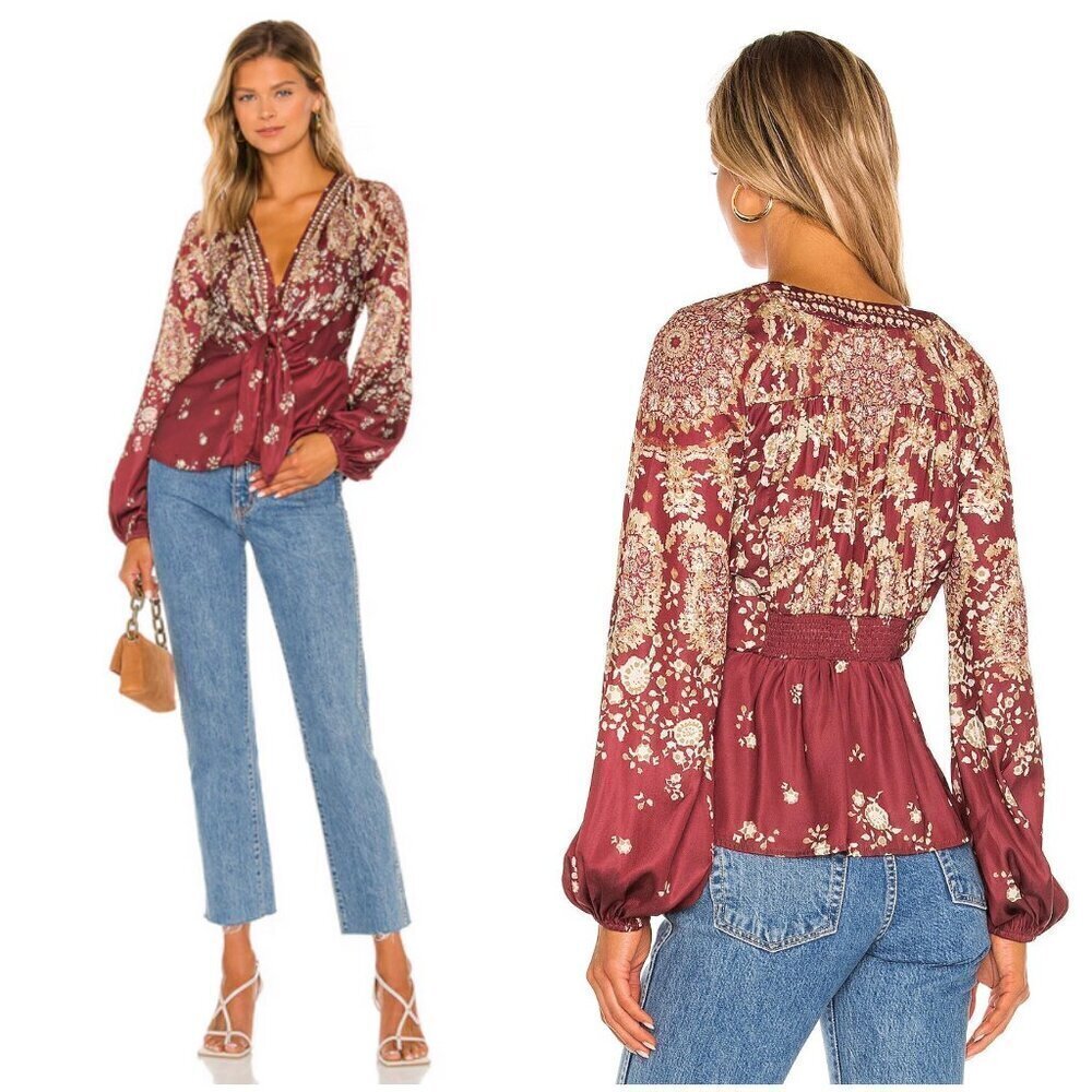 💕FREE PEOPLE💕 Run Free Tunic~ Satin Chocolate Combo Print XS NWT